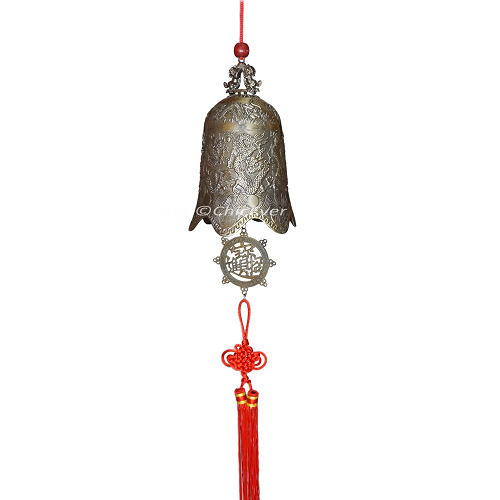 Große chinesische Glocke L70cm mit Drachen in Antik-Look 4172 - zum Schließen ins Bild klicken